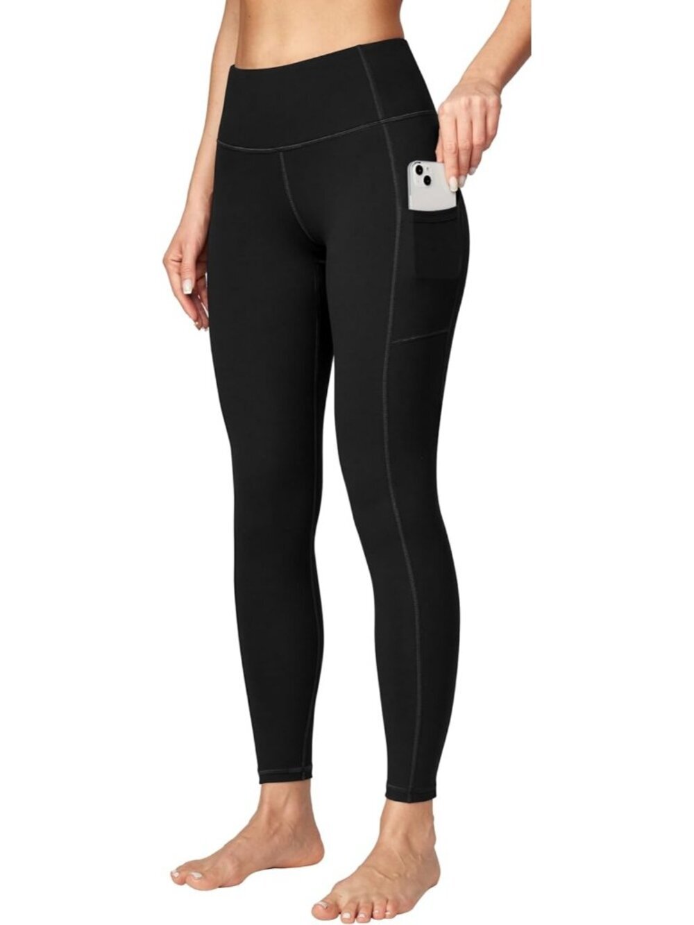 Women's Black Tummy Control Workout Imported Compression Yoga Leggings